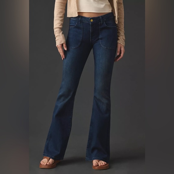 Pilcro Denim - Pilcro The Icon Low Rise Flare Jeans in Dark Blue Size 25